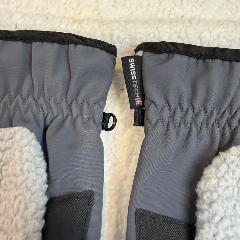 SwissTech Gloves Gray Teddy Fleece Sherpa Tech Compatible Driving Winter Work